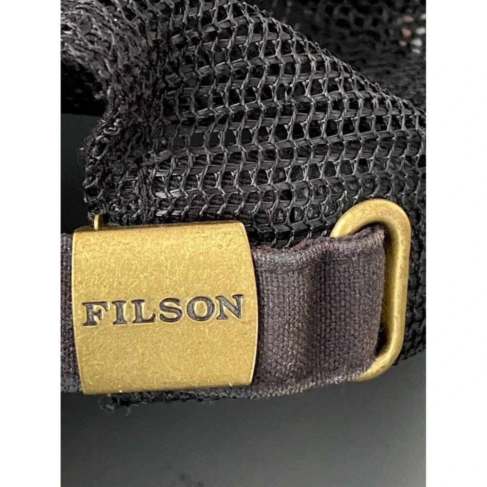 VTG Filson Rustic Brown Canvas & Black  Patch Trucker Cap OS Gorpcore Outdoor